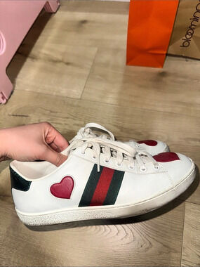 Gucci Ace Heart Sneaker Women's Color Block White & Red